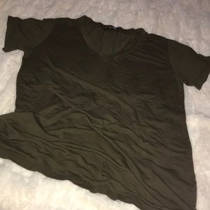 Shein Army Green Vneck Tee